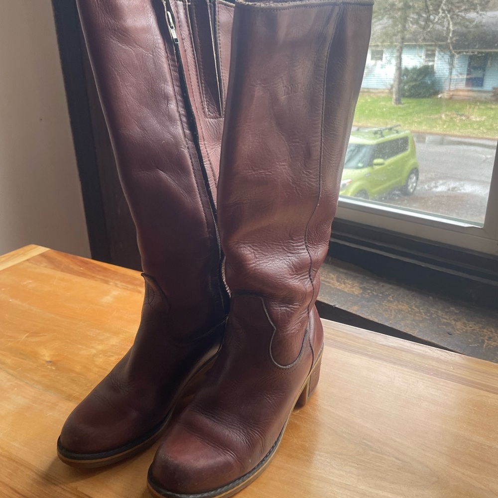 L.L. Bean, Vintage, Elegant Brown Leather Knee-High Boots